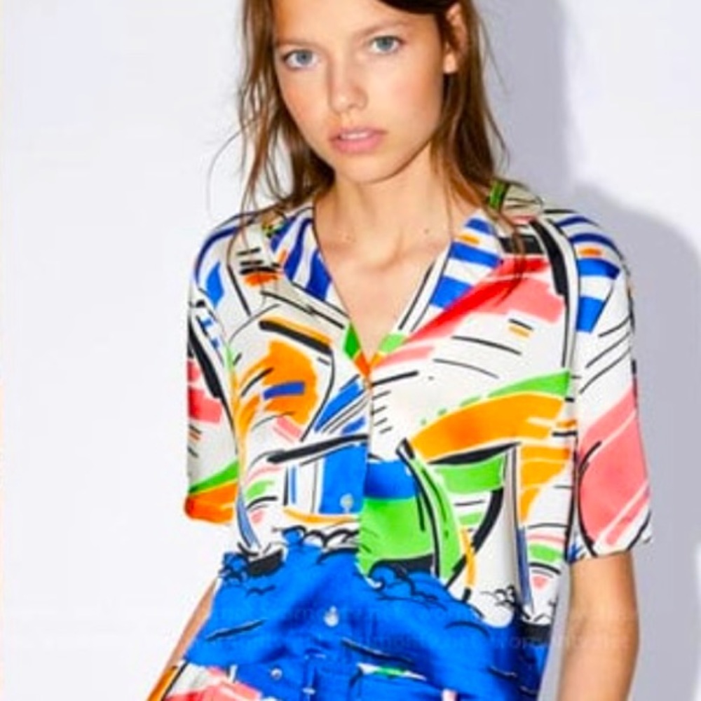 Zara cropped button down